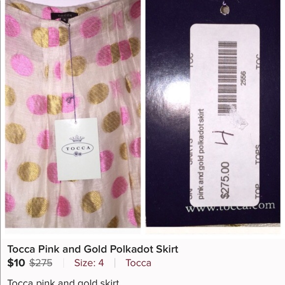 Tocca Paloma Pink and Polkadot Gold skirt - Picture 3 of 7